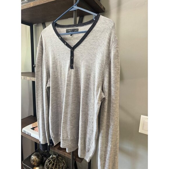 rag & bone Melange 100% Wool Sweater Black Grey Mens Size Large - Picture 2 of 6